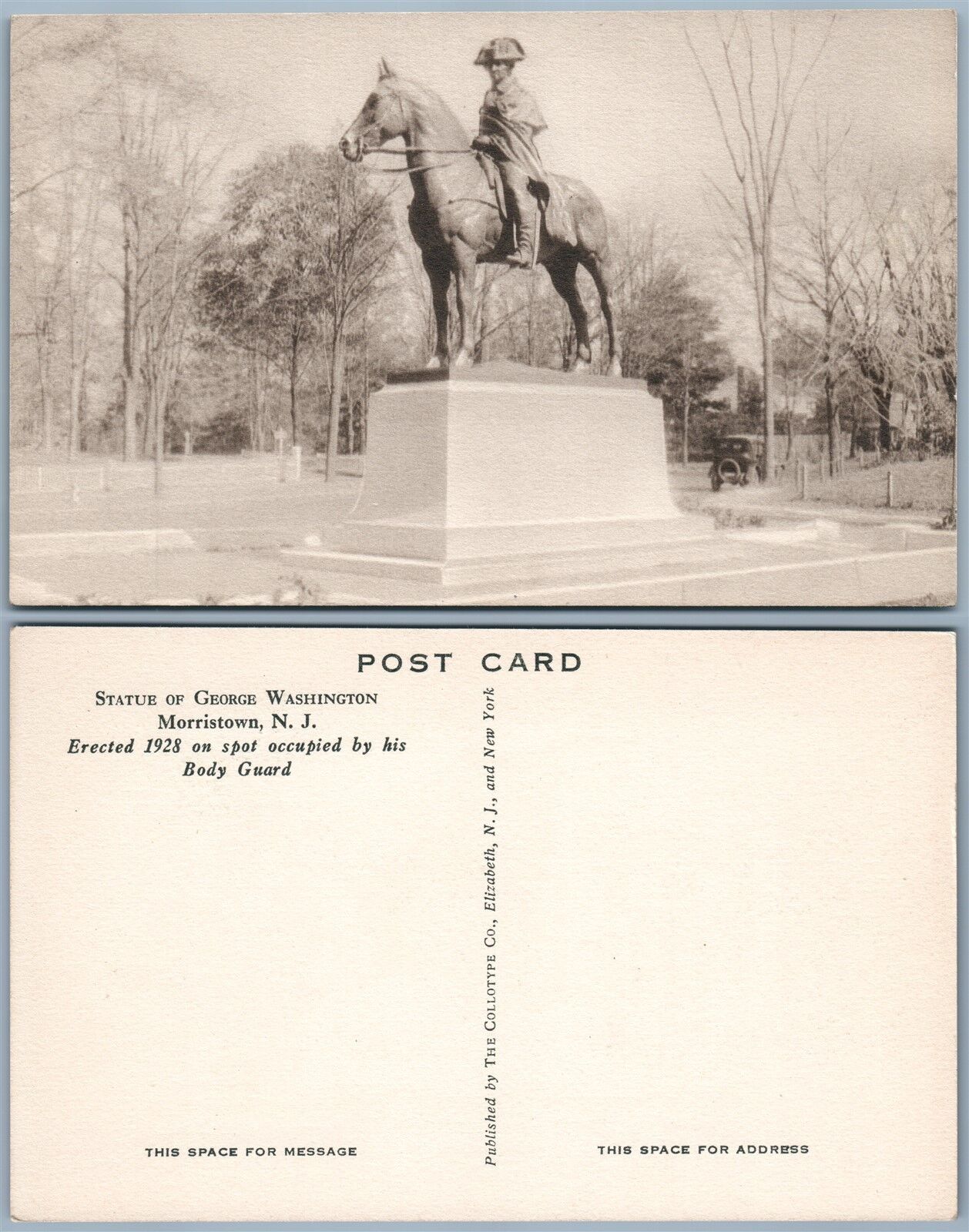 MORRISTOWN N.J. GEORGE WASHINGTON STATUE VINTAGE POSTCARD