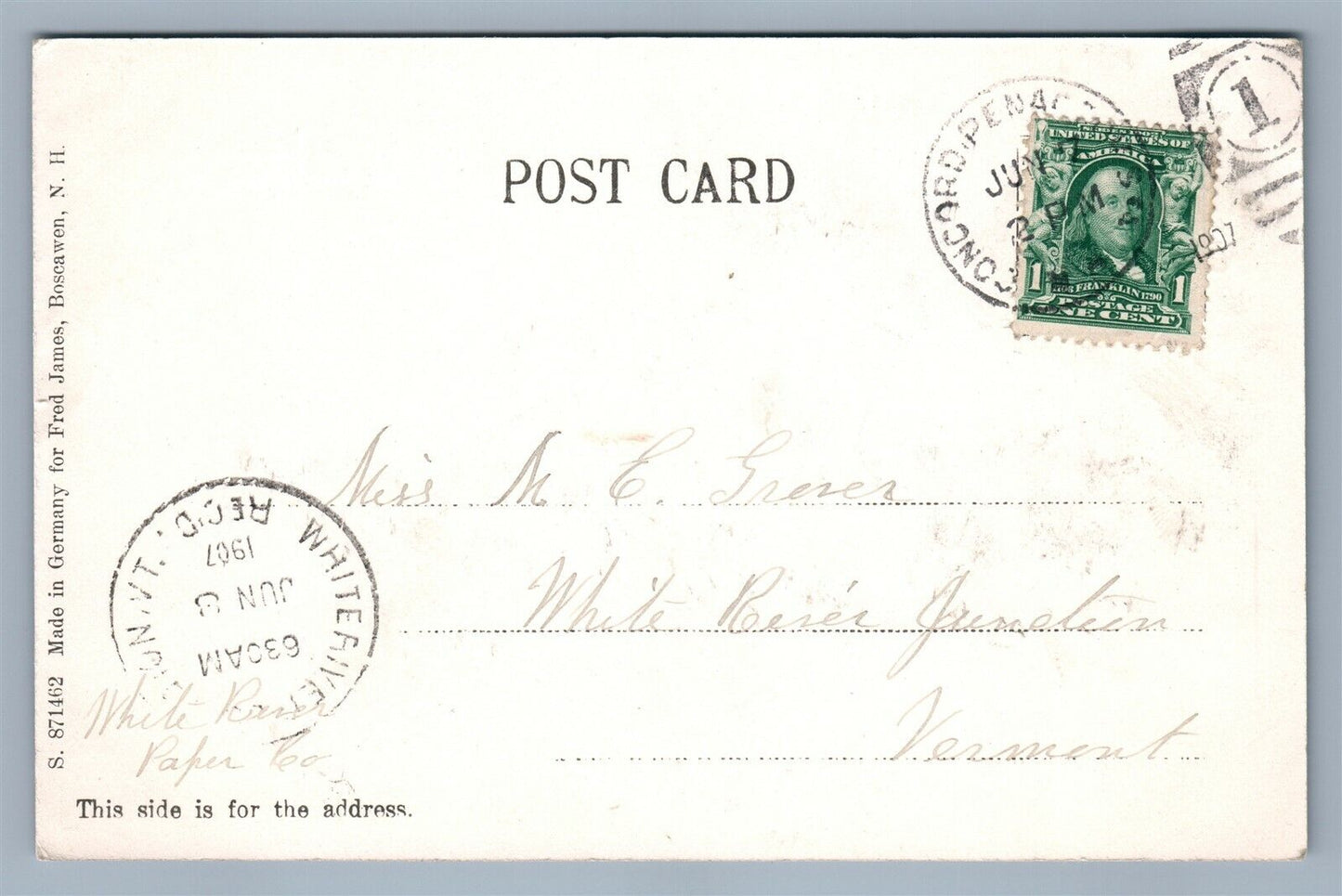 BOSCAWEN NH MAIN STREET ANTIQUE POSTCARD