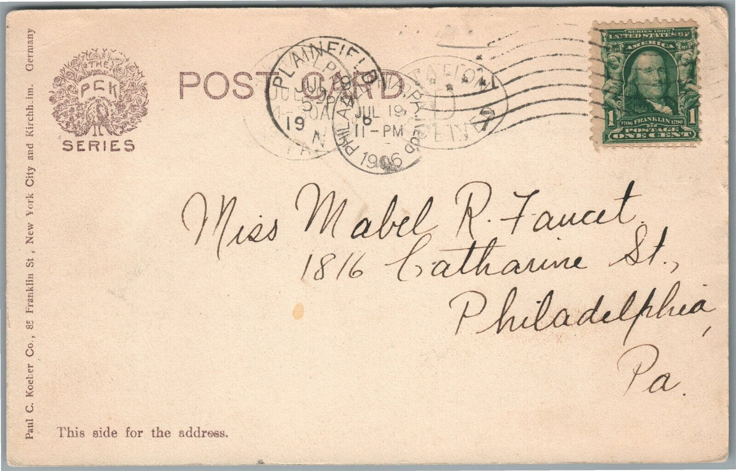 PLAINFIELD NJ BABCOCK BUILDING UNDIVIDED ANTIQUE POSTCARD