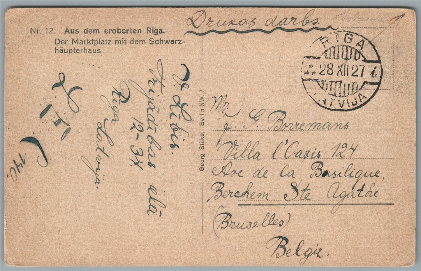 RIGA LATVIA MARKET PLACE ANTIQUE POSTCARD