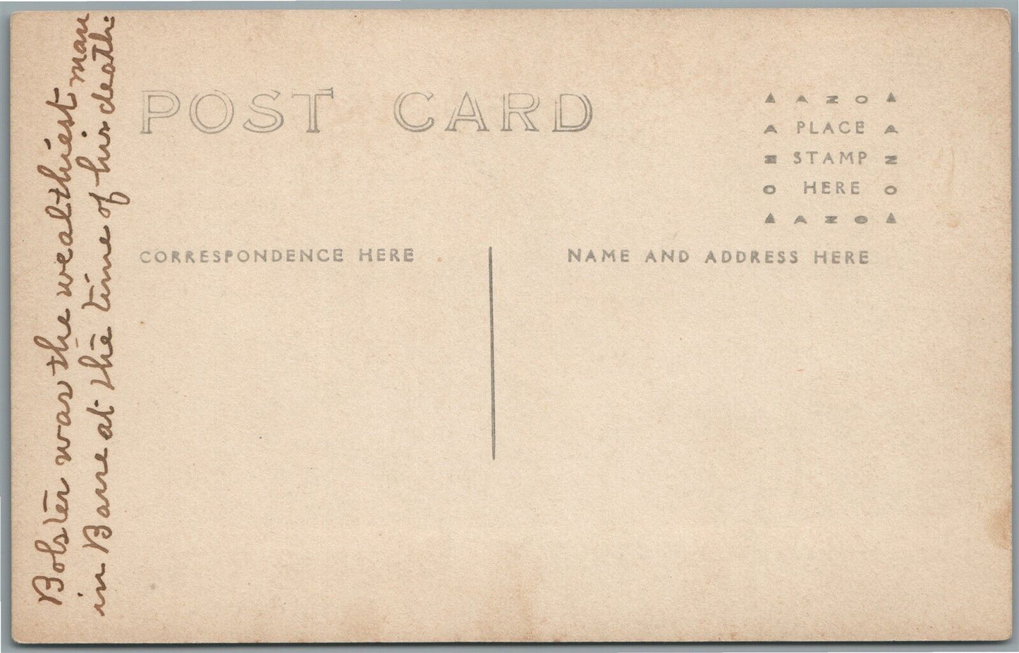 BARRE VT BOLSTER CEMETERY MONUMENT ANTIQUE REAL PHOTO POSTCARD RPPC