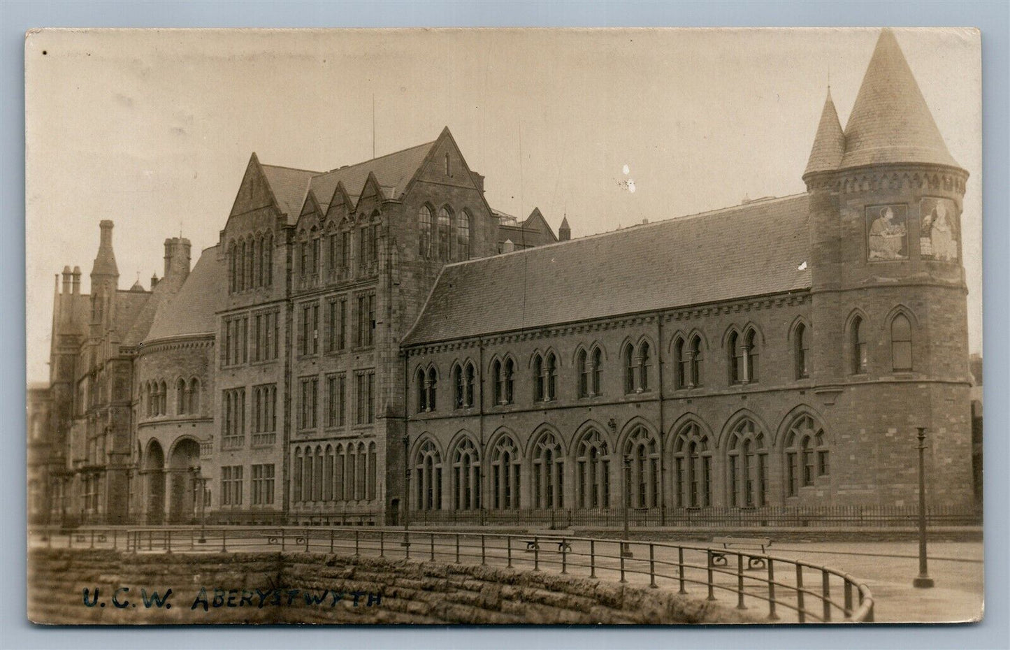 ABERYSTWYTH UNIVERSITY WALES UK ANTIQUE REAL PHOTO POSTCARD RPPC