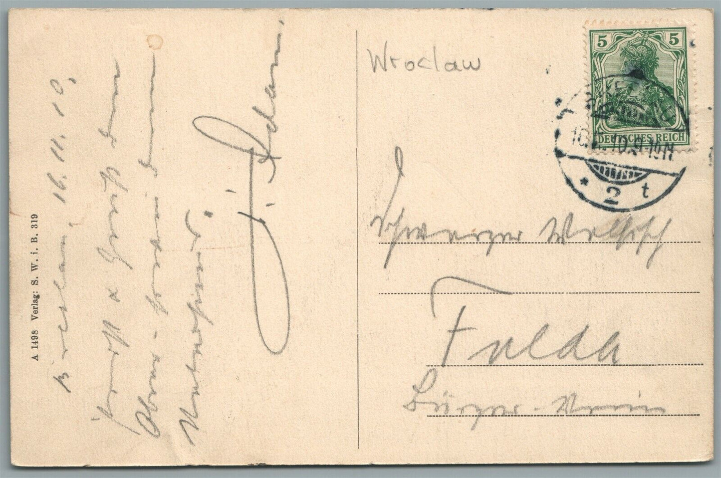 POLAND WROCLAW BRESLAU RING MIT ELISABETH-TURM ANTIQUE POSTCARD