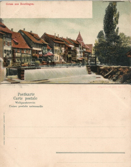 GRUSS AUS REUTLINGEN GERMANY ANTIQUE POSTCARD