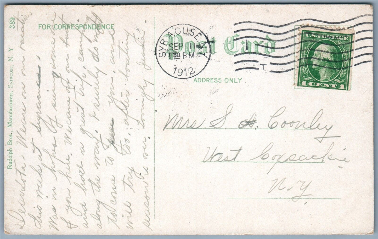 SOLVAY PROCESS CO near SYRACUSE NY 1912 ANTIQUE POSTCARD
