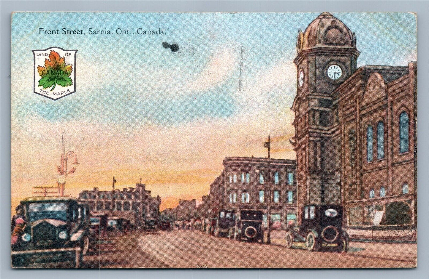SARNIA ONT CANADA FRONT STREET ANTIQUE POSTCARD