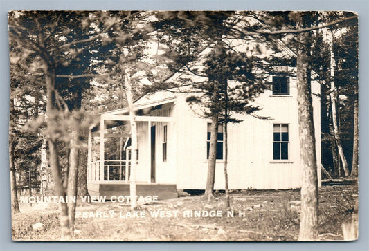 WEST RINGE NH PEARLY LAKE MOUNTAIN VIEW COTTAGE ANTIQUE REAL PHOTO POSTCARD RPPC