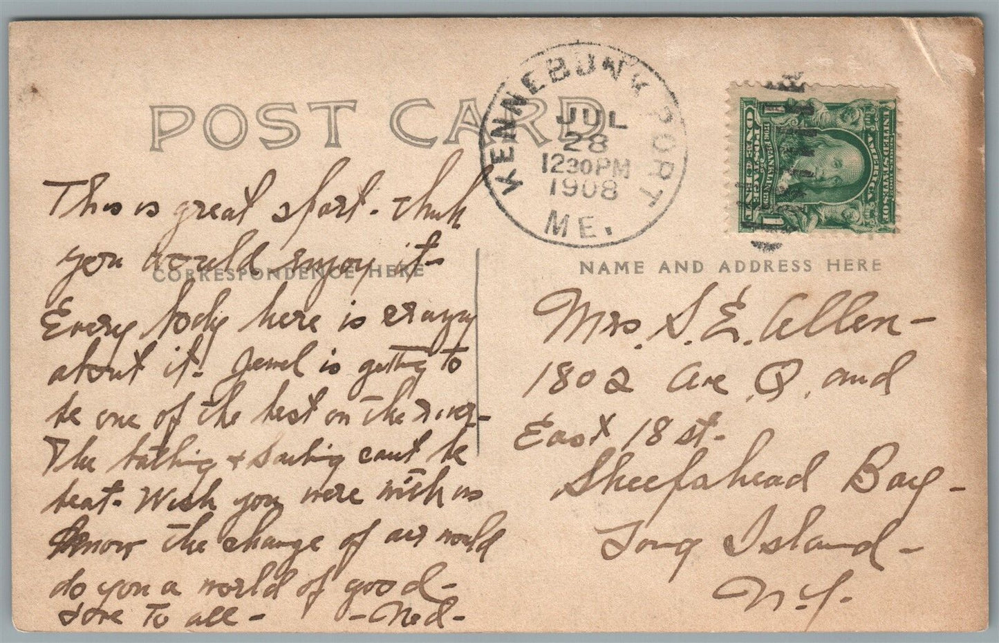 KENNEBUNKPORT ME CANOE RACES AT PICNIC ROCKS ANTIQUE REAL PHOTO POSTCARD RPPC