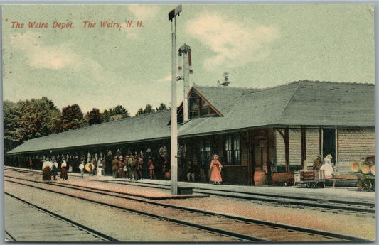 WEIRS NH RAILROAD STATION RAILWAY DEPOT ANTIQUE POSTCARD