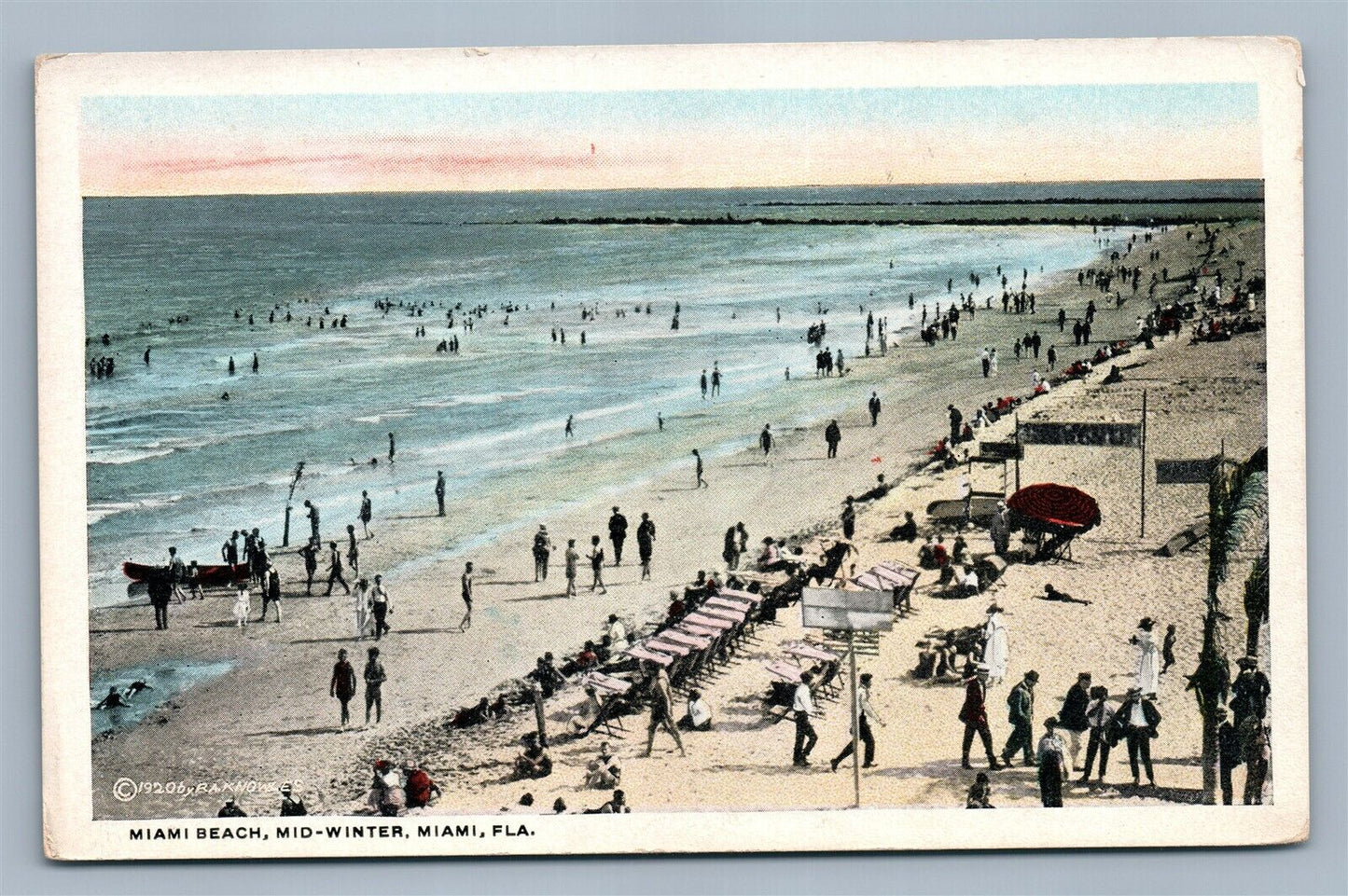 MIAMI BEACH FL MID-WINTER ANTIQUE POSTCARD