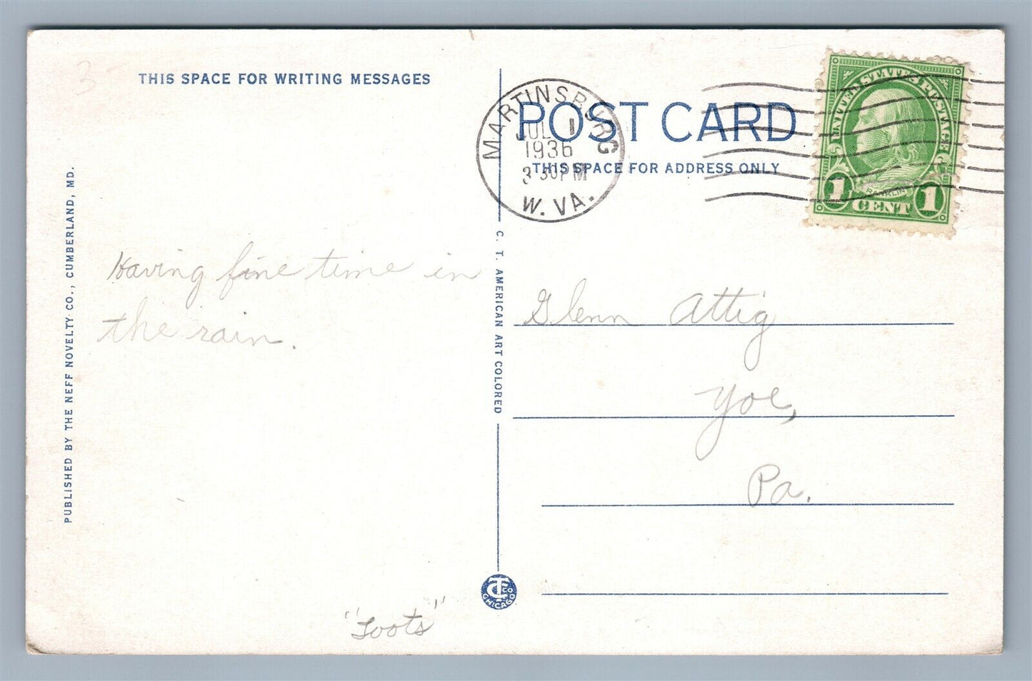 MARTINSBURG W.Va MEN'S HOSIERY PLANT OF INTERWOVEN MILLS 1936 ANTIQUE POSTCARD