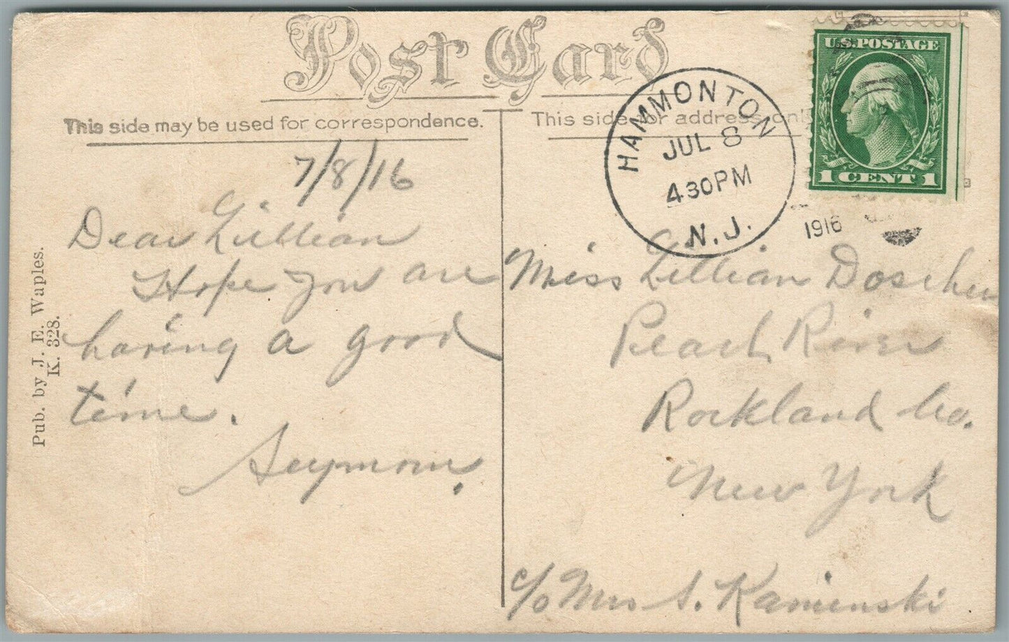 HAMMONTON NJ PRESBYTERIAN CHURCH ANTIQUE POSTCARD