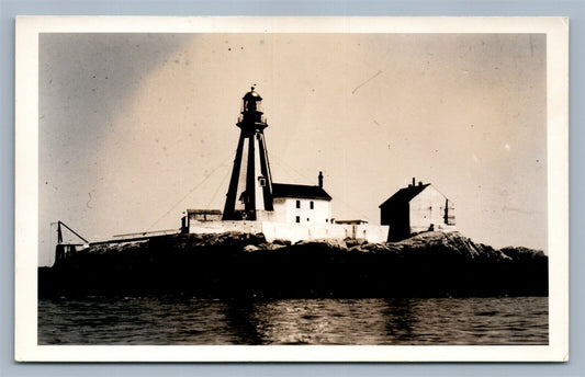 GRAND MANAN CANADA GANET ROCK LIGHTHOUSE VINTAGE REAL PHOTO POSTCARD RPPC