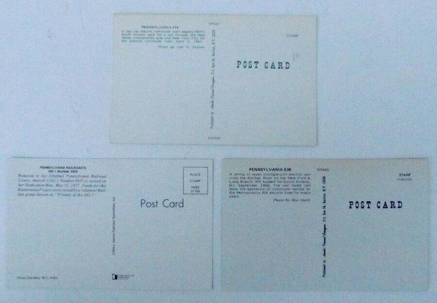 LOT OF 3 VINTAGE RAILROAD POSTCARDS - ELECTRIC TRAINS railway