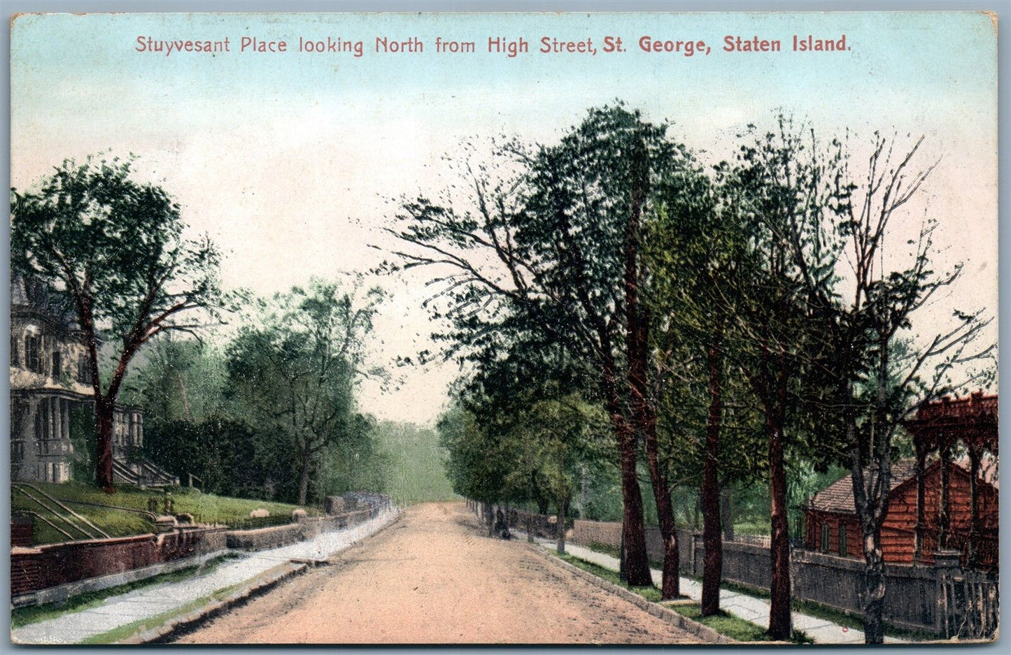 STATEN ISLAND NY STUYVESANT PLACE ST.GEIRGE 1908 ANTIQUE POSTCARD