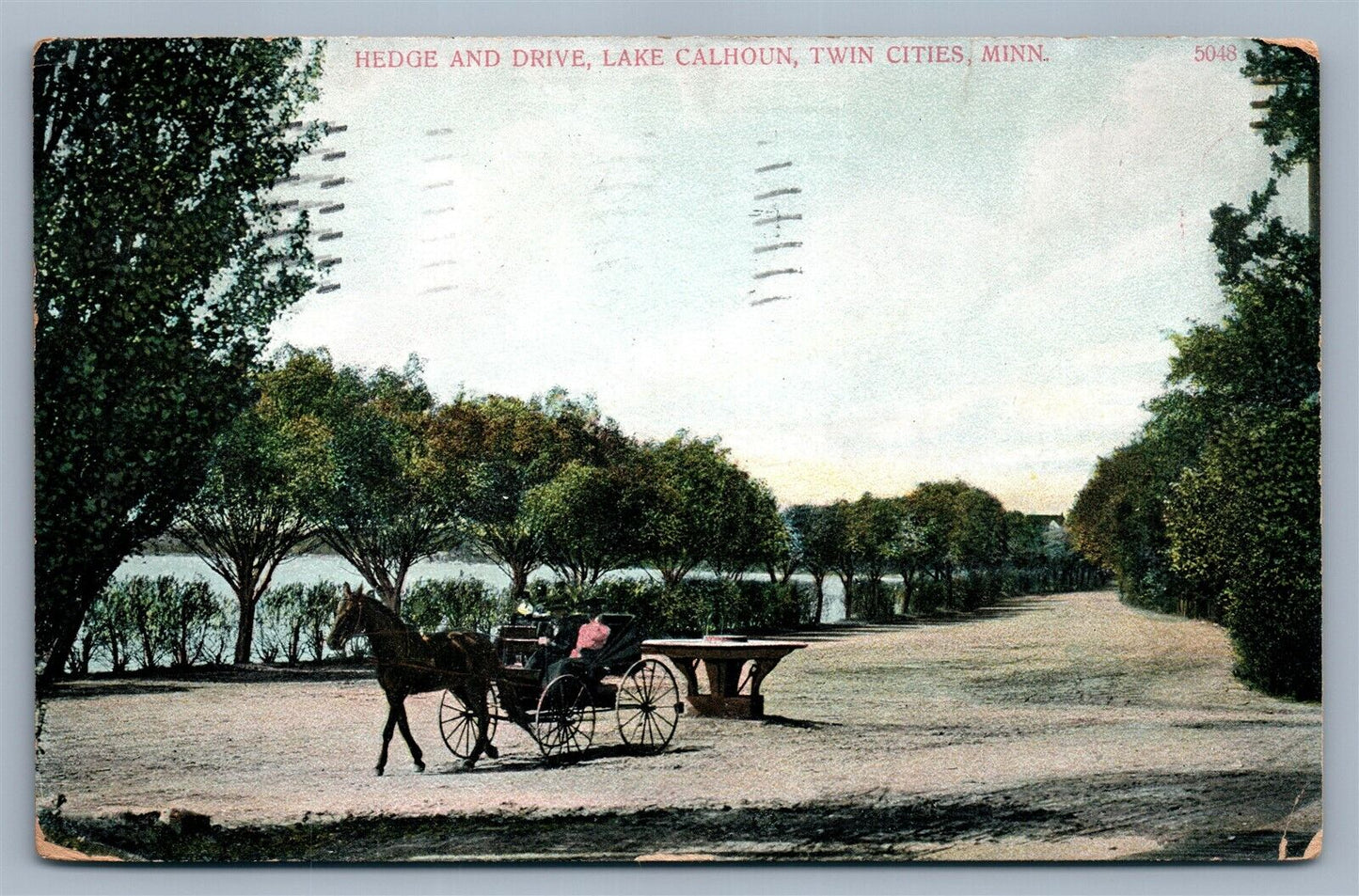 TWIN CITIES MN LAKE CALHOUN HEDGE & DRIVE ANTIQUE 1909 POSTCARD