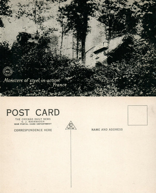 TANKS IN ACTION WWI VINTAGE POSTCARD