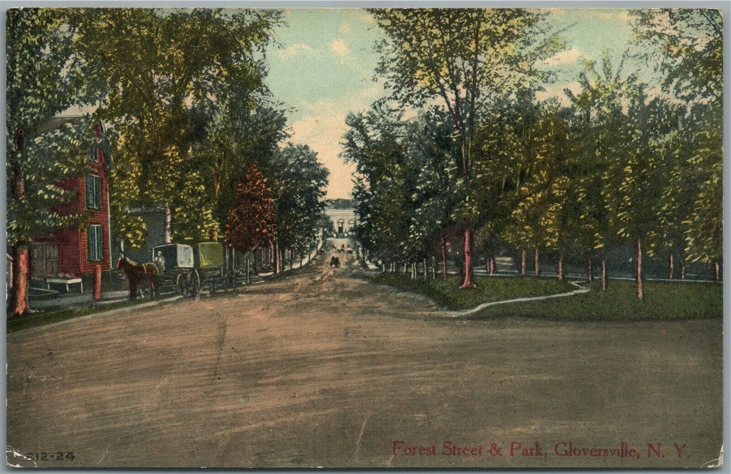 GLOVERSVILLE NY FOREST STREET ANTIQUE POSTCARD