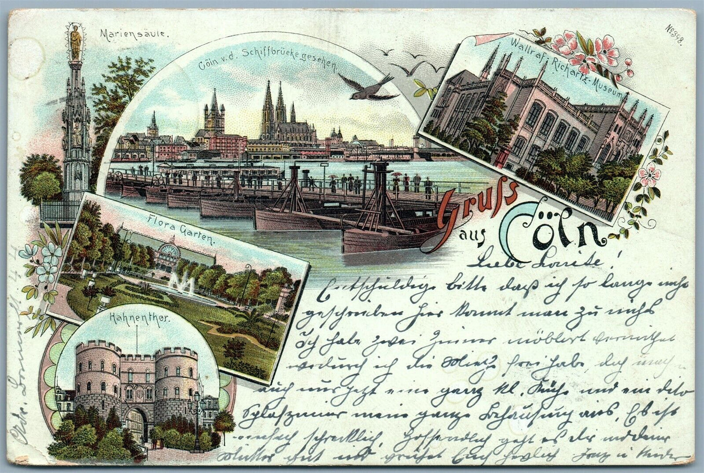 GRUSS AUS COLN GERMANY UNDIVIDED 1900 ANTIQUE POSTCARD