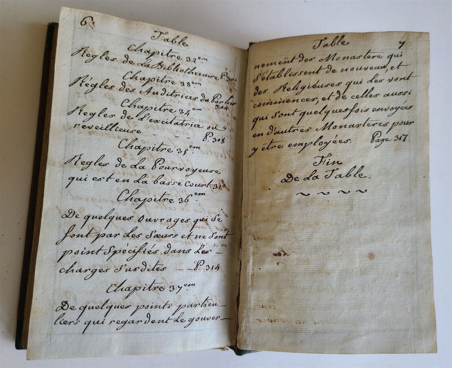 19th CENTURY FRENCH MANUSCRIPT BOOK antique De nos saintes constitutions 330 pp