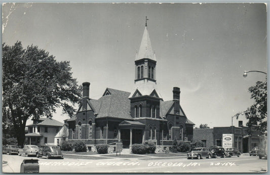 OSCEOLA IA METHODIST CHURCH VINTAGE REAL PHOTO POSTCARD RPPC