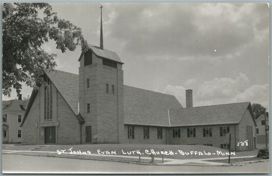 BUFFALO MN ST. JOHN'S CHURCH VINTAGE REAL PHOTO POSTCARD RPPC