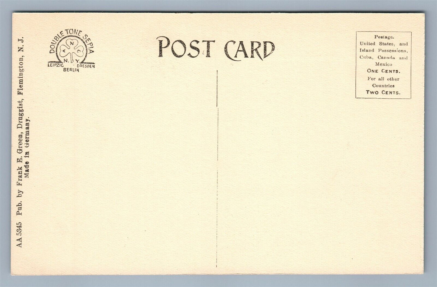 FLEMINGTON NJ EX-SENATOR LARGE'S RESIDENCE ANTIQUE POSTCARD