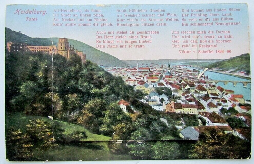 ANTIQUE GERMAN FOLDING POSTCARD VIEWS OF HEIDELBERG GERMANY