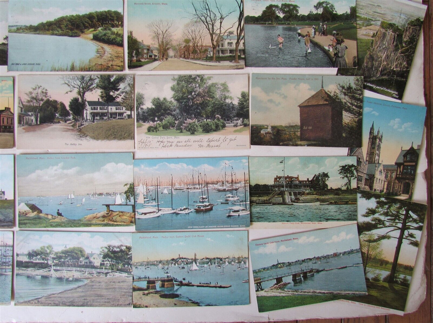 MASSACHUSETTS lot of 47 MA ANTIQUE POSTCARDS w/ RPPCs