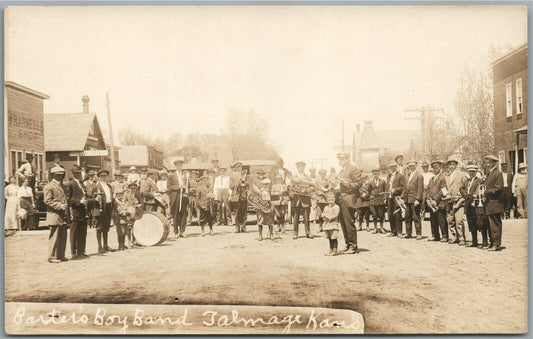 TALMAGE KS BOYS BAND ANTIQUE REAL PHOTO POSTCARD RPPC