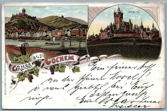 GRUSS AUS COCHEM DIEBURG GERMANY UNDIVIDED ANTIQUE POSTCARD