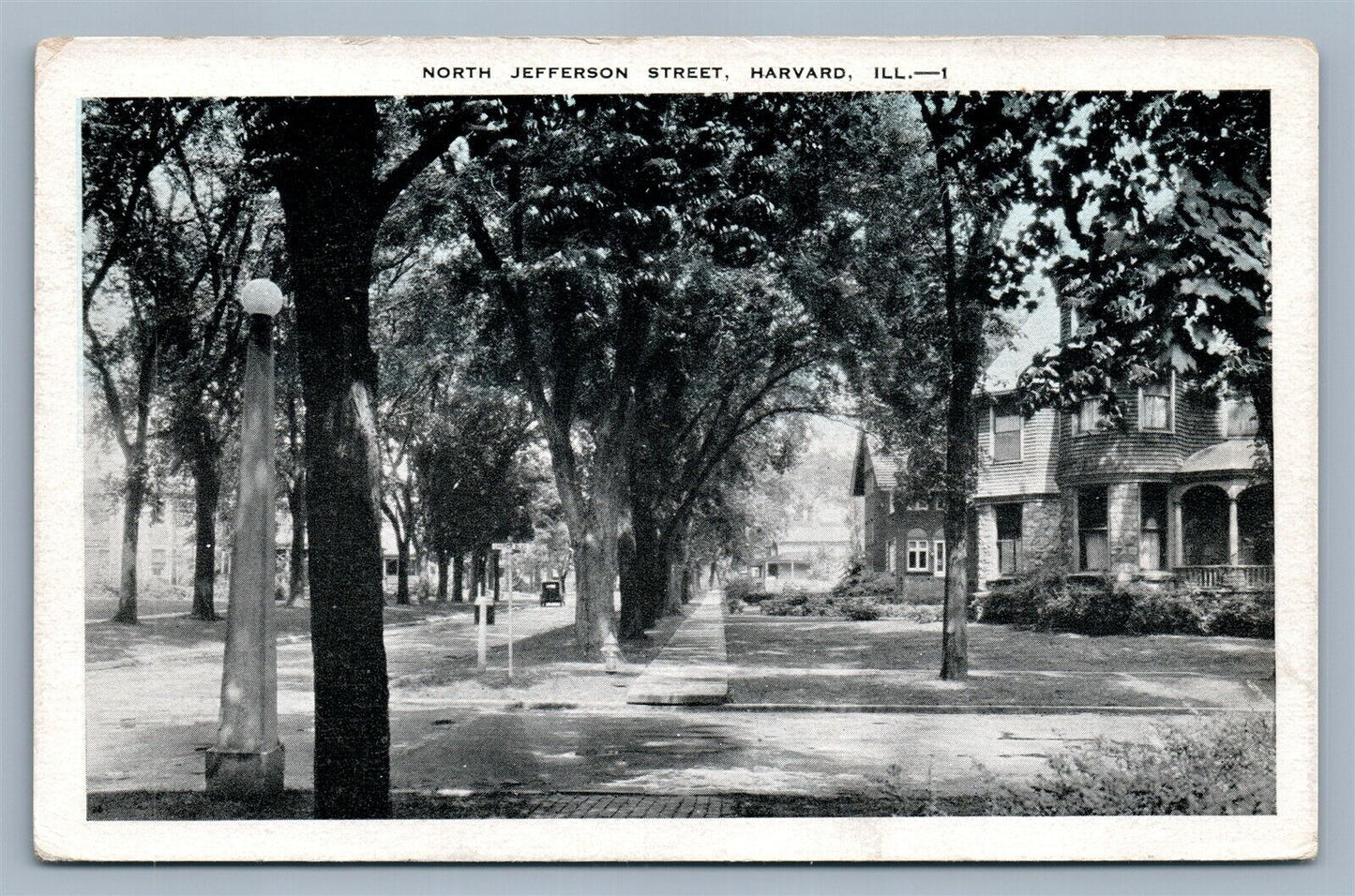 HARVARD IL NORTH JEFFERSON STREET VINTAGE POSTCARD