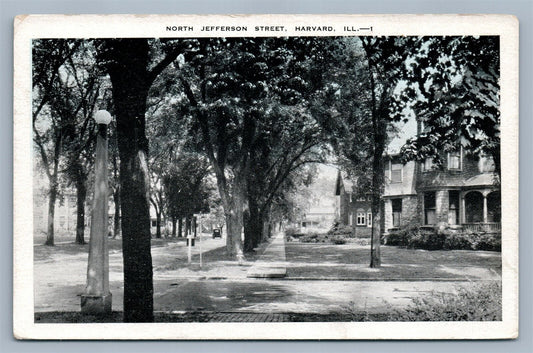 HARVARD IL NORTH JEFFERSON STREET VINTAGE POSTCARD