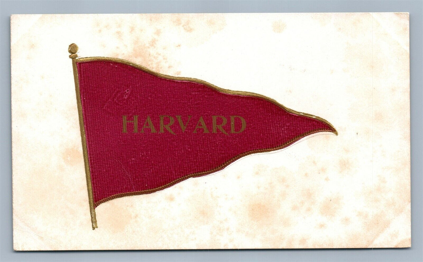 CAMBRIDGE MA HARVARD UNIVERSITY EMBOSSED FLAG ANTIQUE POSTCARD