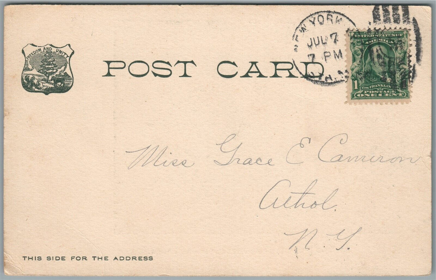 SHARON VT HOUSE PATTEN BROTHERS PROPS. ANTIQUE POSTCARD