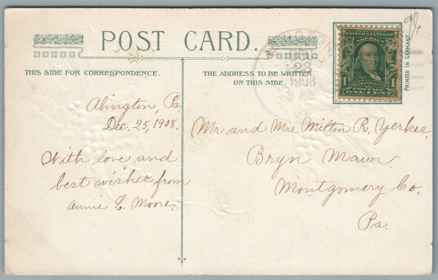 SANTA in BROWN HAT ANTIQUE CHRISTMAS POSTCARD