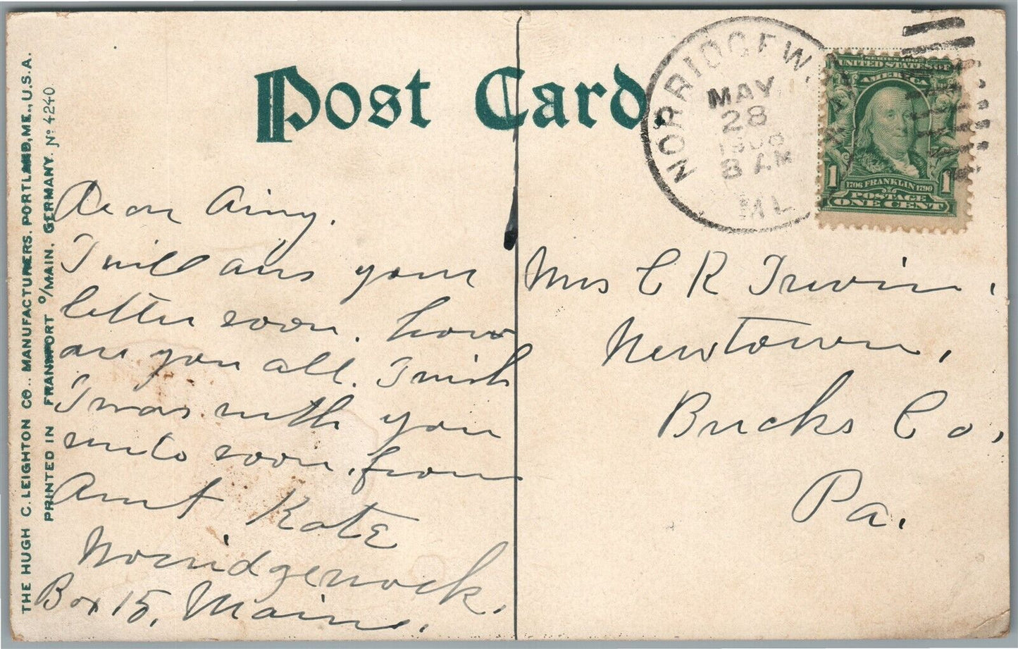 WATERVILLE ME TICONIC FALLS ANTIQUE POSTCARD
