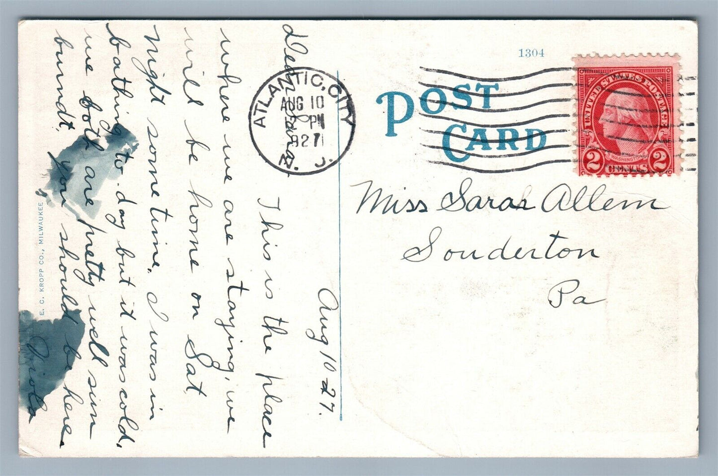 ATLANTIC CITY NJ MILLER COTTAGE NORTH GEORGIA AVENUE ANTIQUE POSTCARD