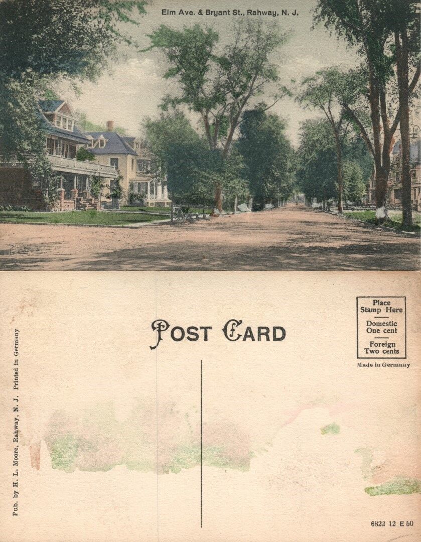 RAHWAY N.J. BRYANT STREET & ELM AVENUE ANTIQUE POSTCARD