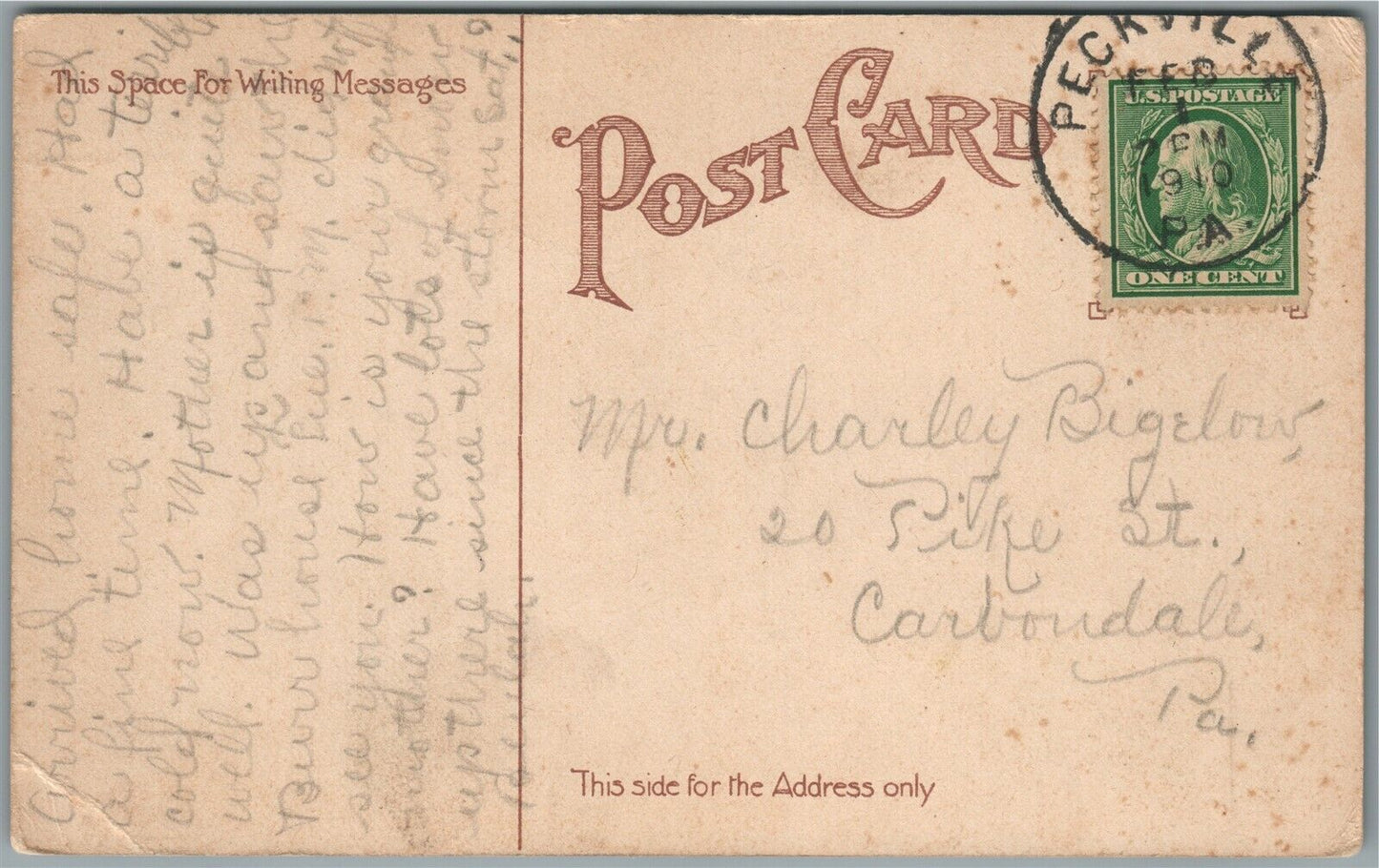 HERRICK CENTRE PA GREETINGS ANTIQUE POSTCARD