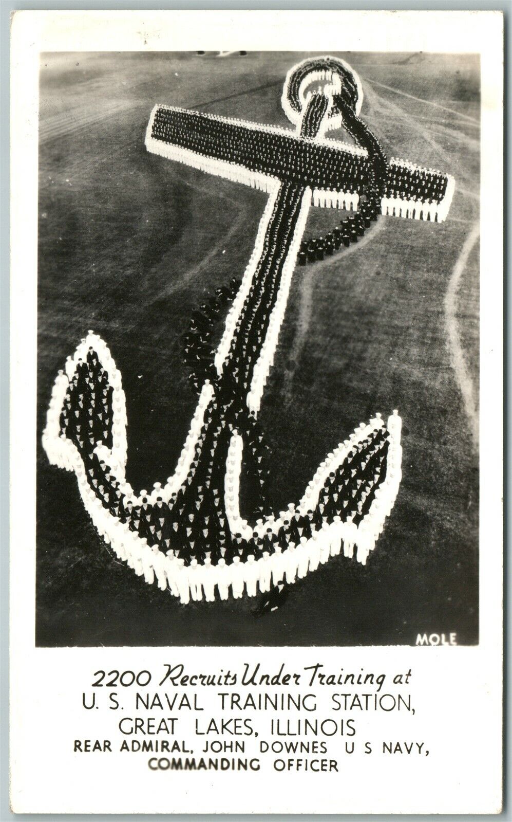 GREAT LAKES IL US NAVAL STATION LIVING ANCHOR VINTAGE REAL PHOTO POSTCARD RPPC