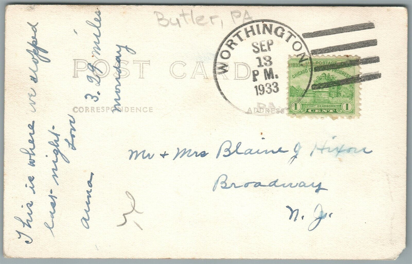 BUTLER PA ZILLY'S GROVE CABINS ANTIQUE REAL PHOTO POSTCARD RPPC