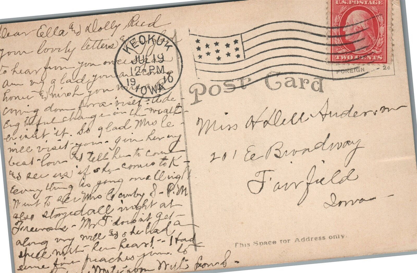 KEDKUK IA MAIN STREET ANTIQUE POSTCARD