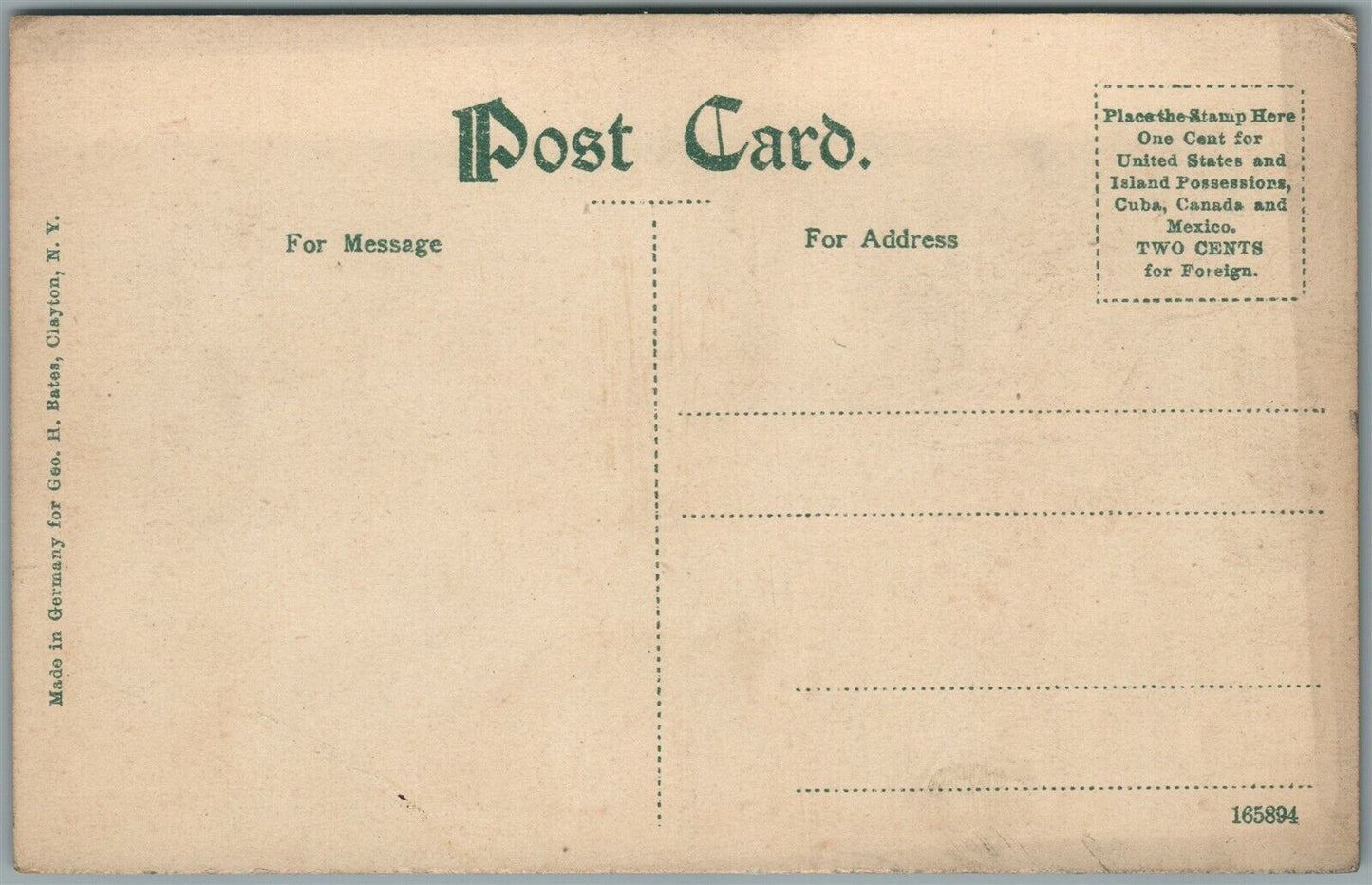 CLAYTON NY HUGUNIN STREET ANTIQUE POSTCARD