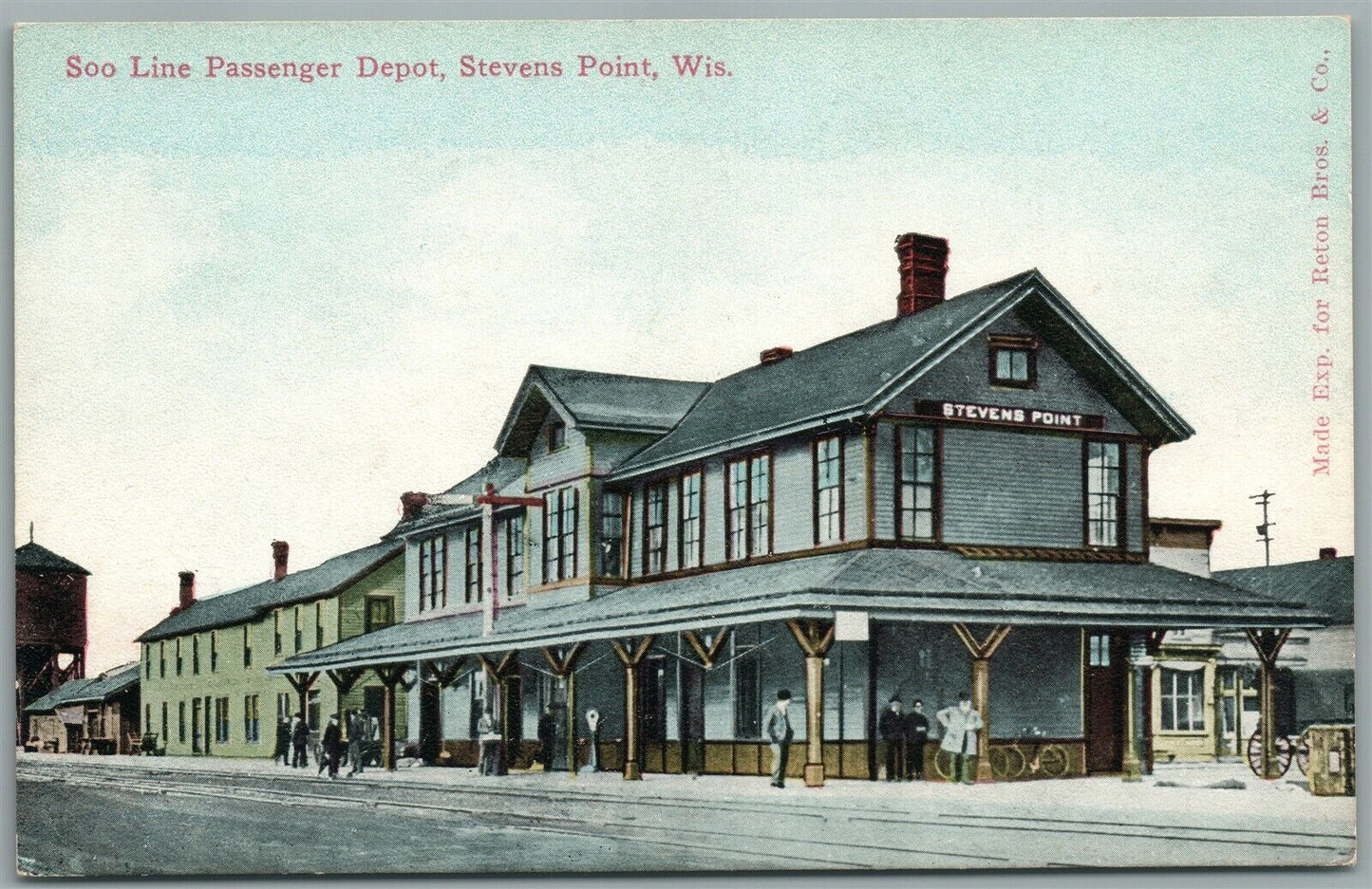 STEVENS POINT WI RAILROAD STATION RAILWAY TRAIN DEPOT ANTIQUE POSTCARD