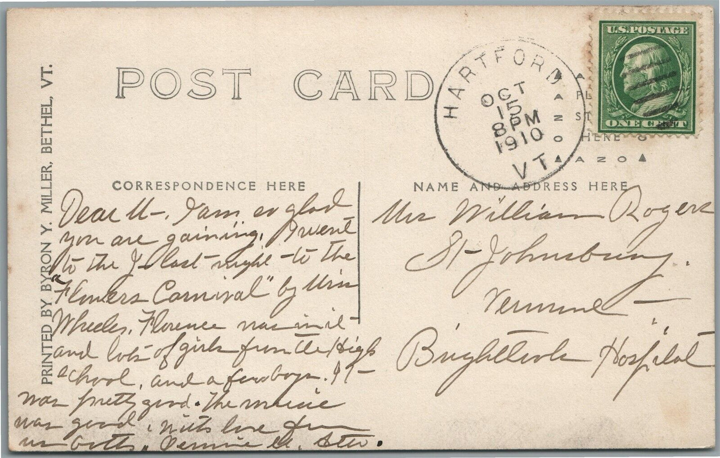 HARTFORD VT VIEW ANTIQUE REAL PHOTO POSTCARD RPPC