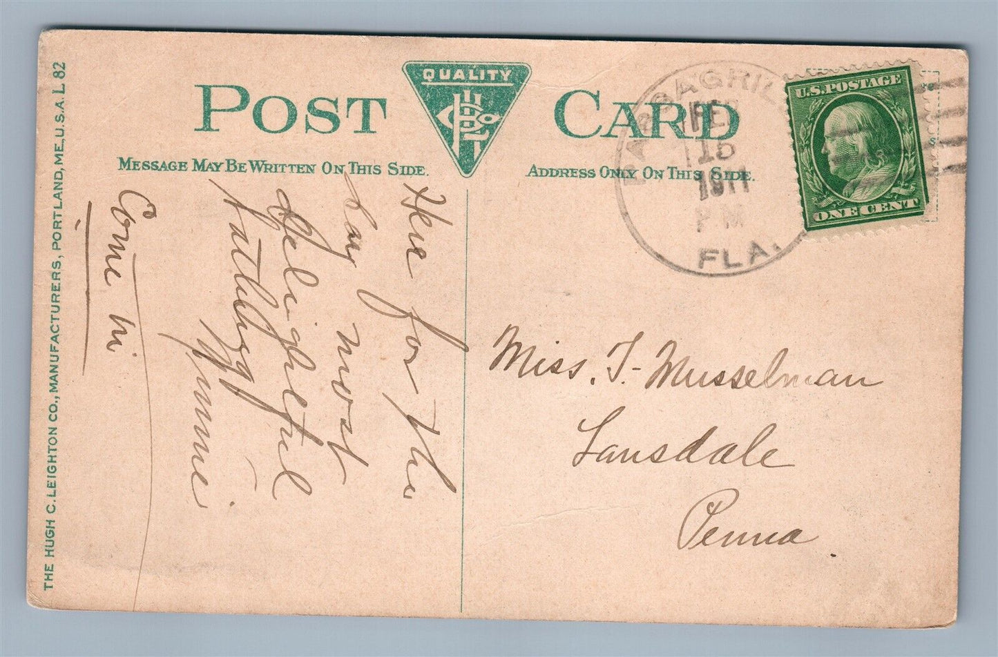 PASS-A-GRILLE FL SHELL WALK TO HOTEL LA PLAZA ANTIQUE POSTCARD