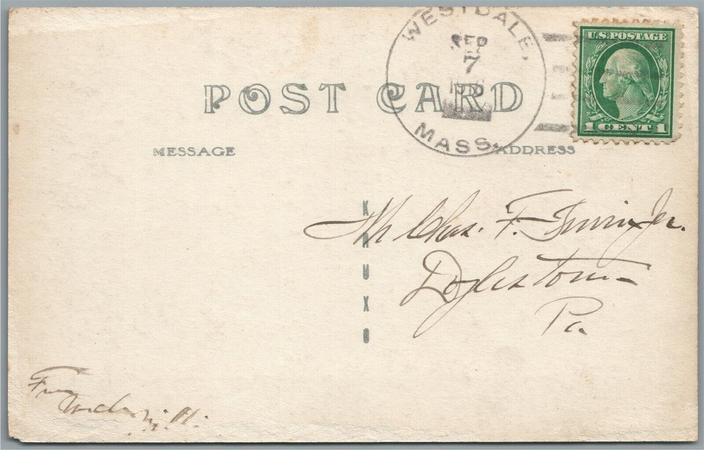 WESTDALE MA LAUREL STREET ANTIQUE REAL PHOTO POSTCARD RPPC