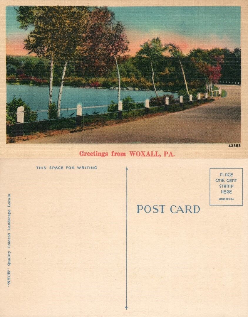 GREETINGS FROM WOXALL PA VINTAGE POSTCARD