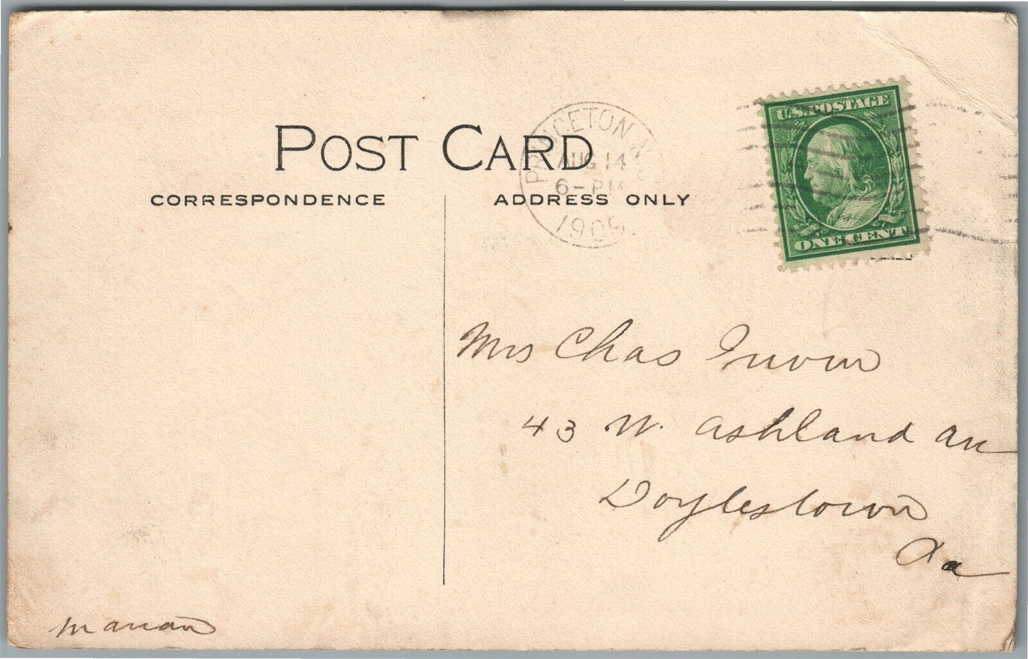 PRINCETON NJ INN ENTRANCE ANTIQUE POSTCARD